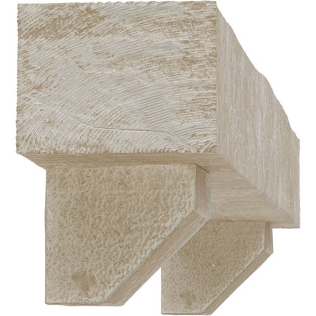 Ekena Millwork Kit w/ Ashford Corbels, White Washed, 8"H  x 10"D x 48"W Rough Cedar Faux Wood Fireplace ManteL MANURC08X10X48ASWH